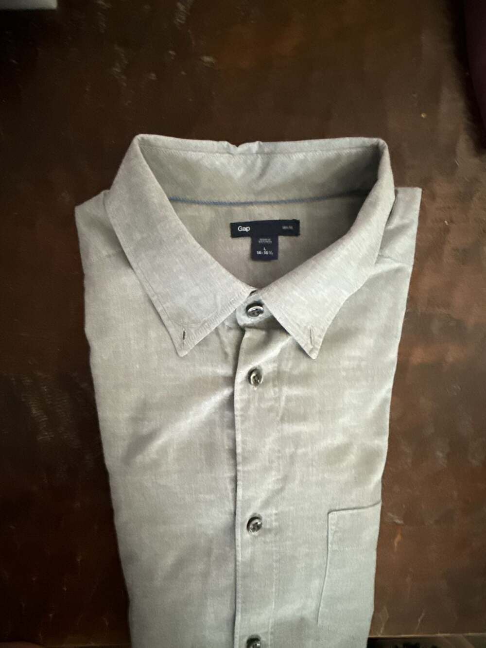 Gap Men's Slim Fit Button Down Shirt Grey Size L 16-16.5